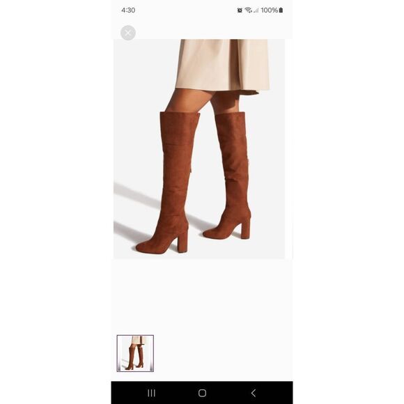 New 8.5E Wide Shoe Dazzle Brown Daisey High Block Chunky Heel Boots Over Knee - Picture 1 of 9